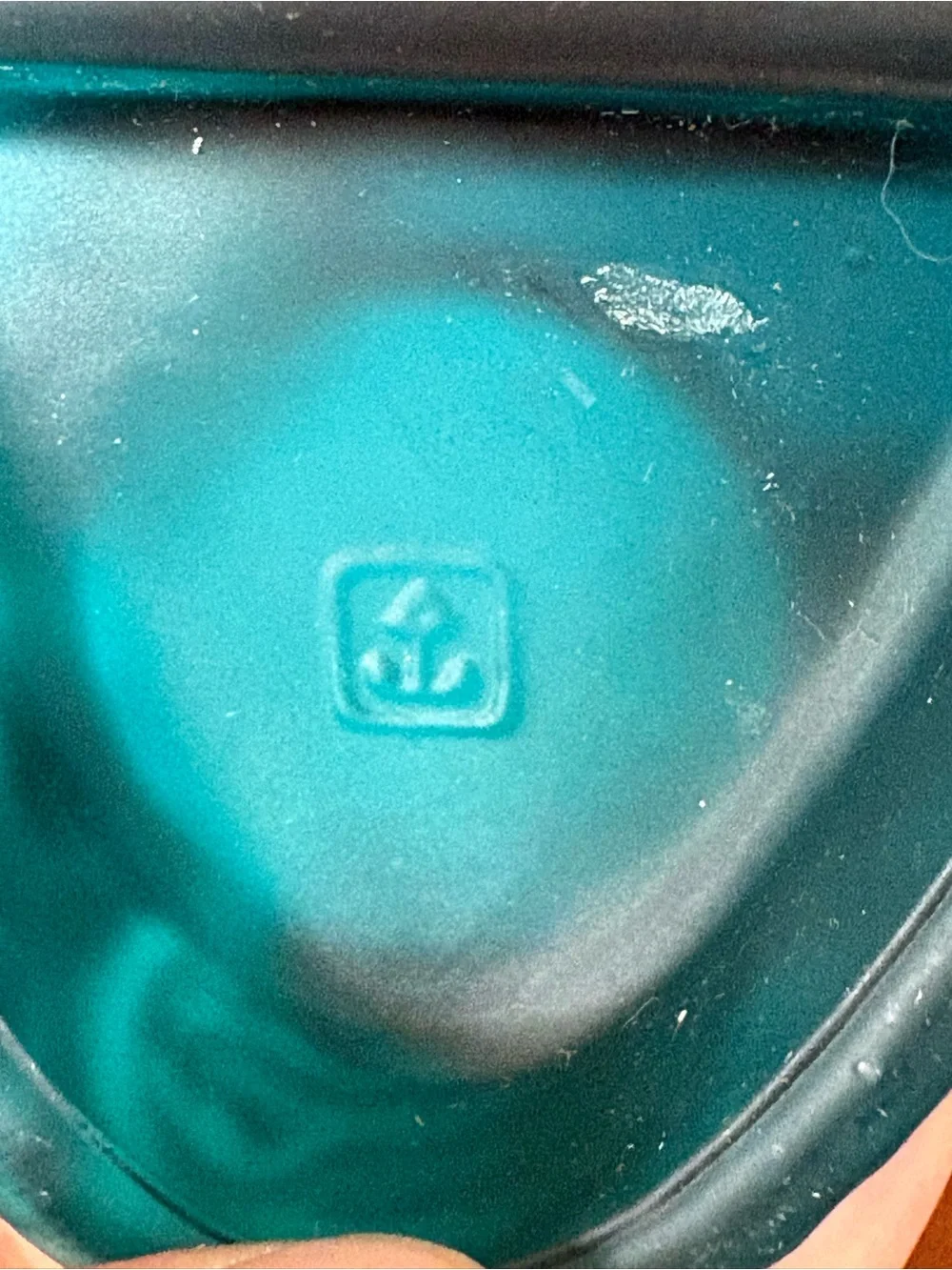 Vintage Anchor Hocking Teal Glass Votive Holders- Scrolled Seashells